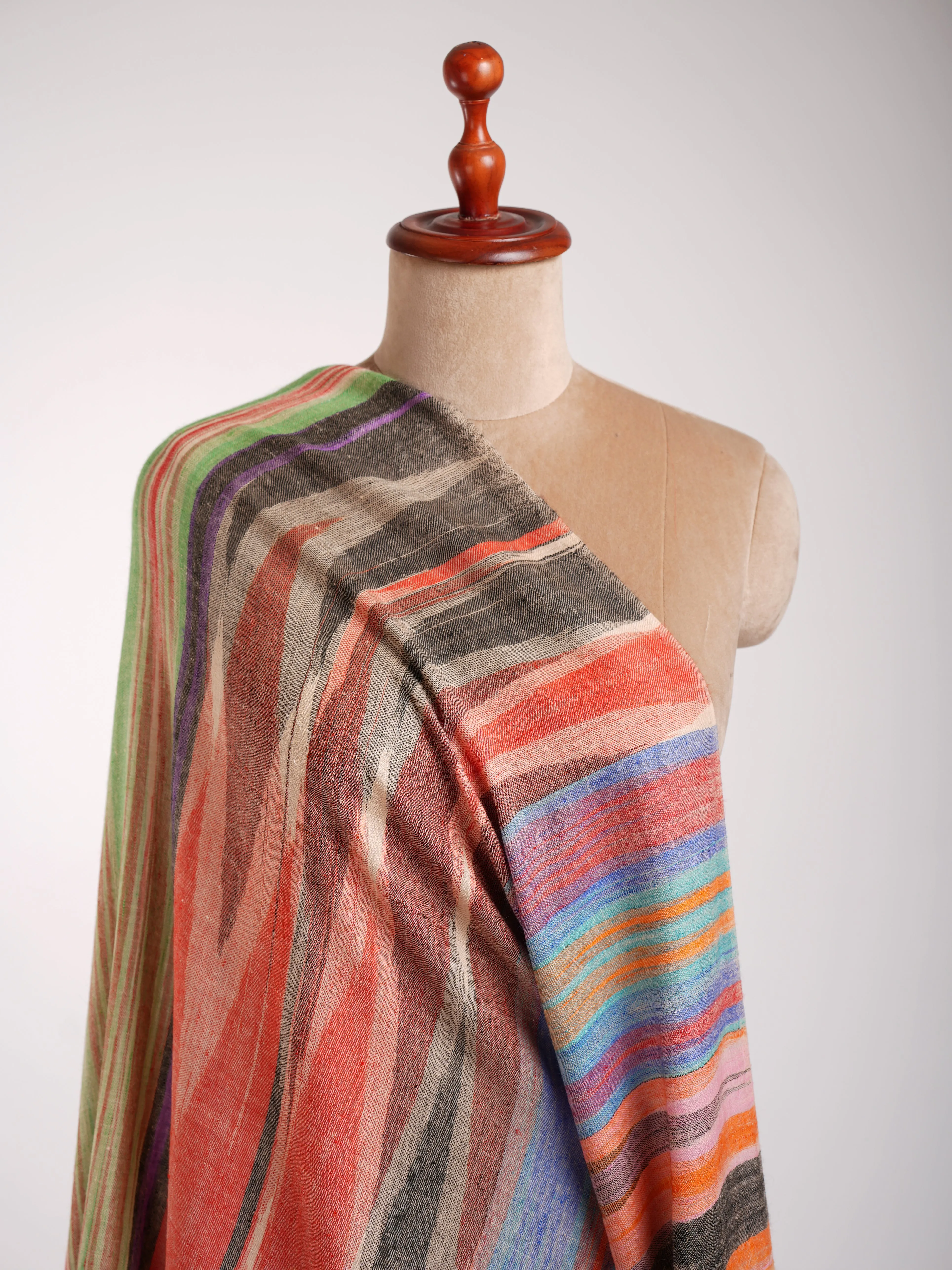 Rustic Multicolor Ikat Artistic Pashmina Shawl