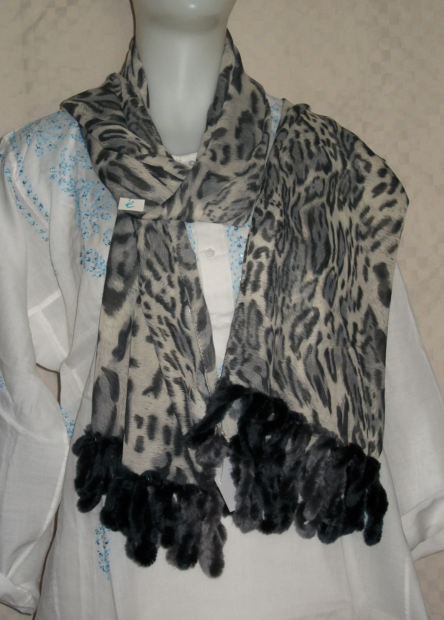 Scarf 2429 Gray Printed Dupatta Chunni Shawl Wrap Shieno