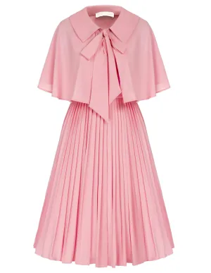 Seckill Offer⌛Pleated Dress with Cape Sweetheart Neck Smocked Back A-Line Dress