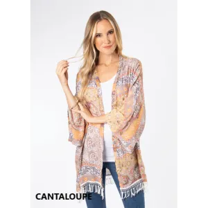 Simply Noelle Print Fringe Kimono