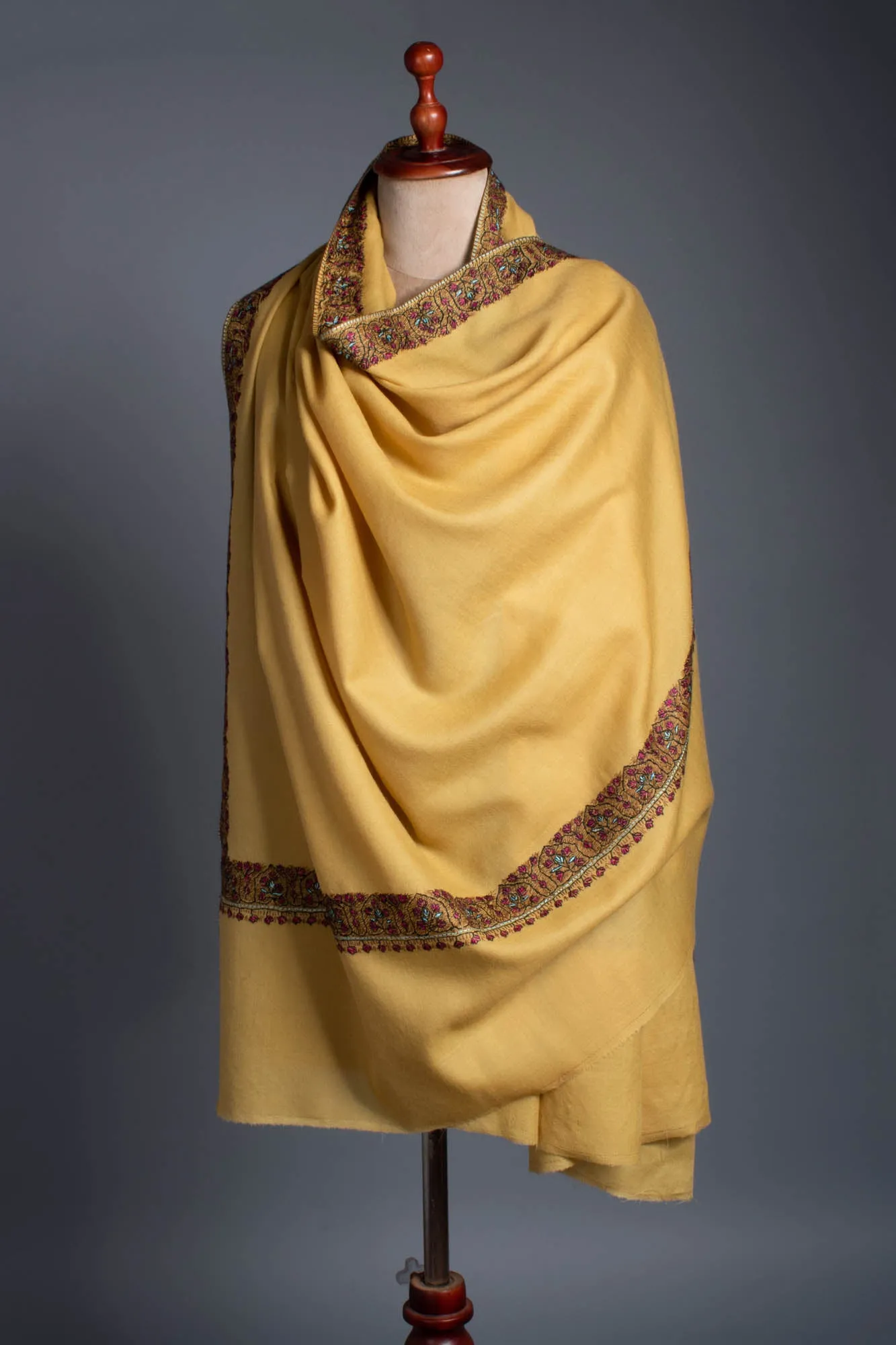 Sunset Yellow Hand Embroidered Shawl - SURRA