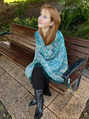 Turquoise Pashmina Shawl - Paisley