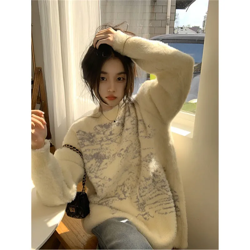 Uniwim harajuku fashion dress to impress Korean Style Soft Glutinous Mink Wool Sweater Women's Autumn Gentle Style Sweater Loose High-Grade Top Thickened