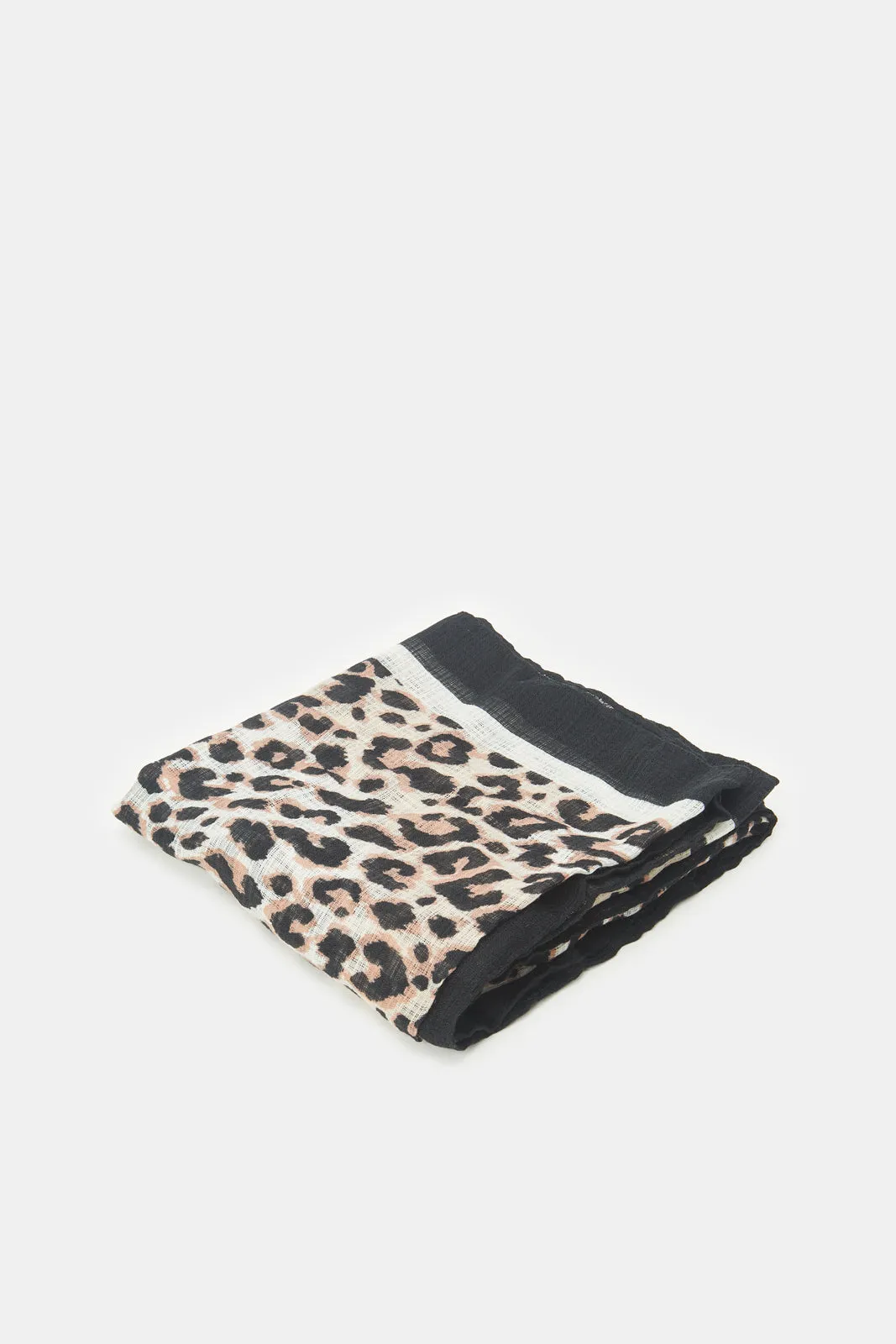 Women Beige Tiger Printed Scarf