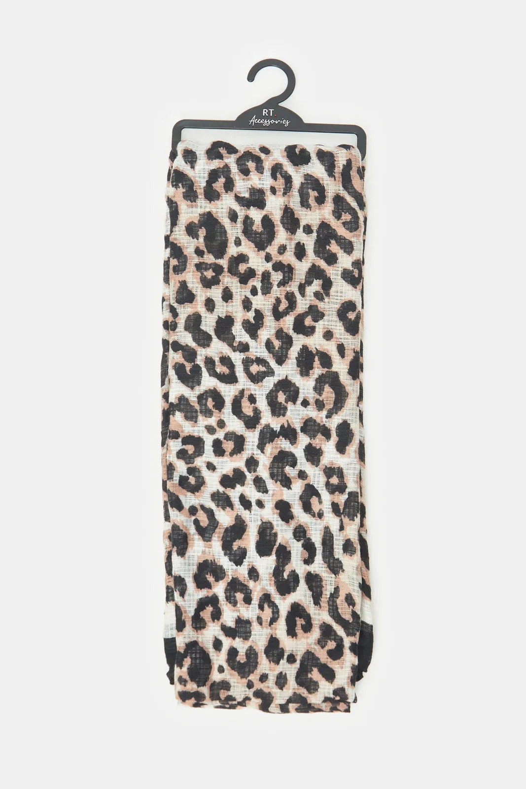 Women Beige Tiger Printed Scarf