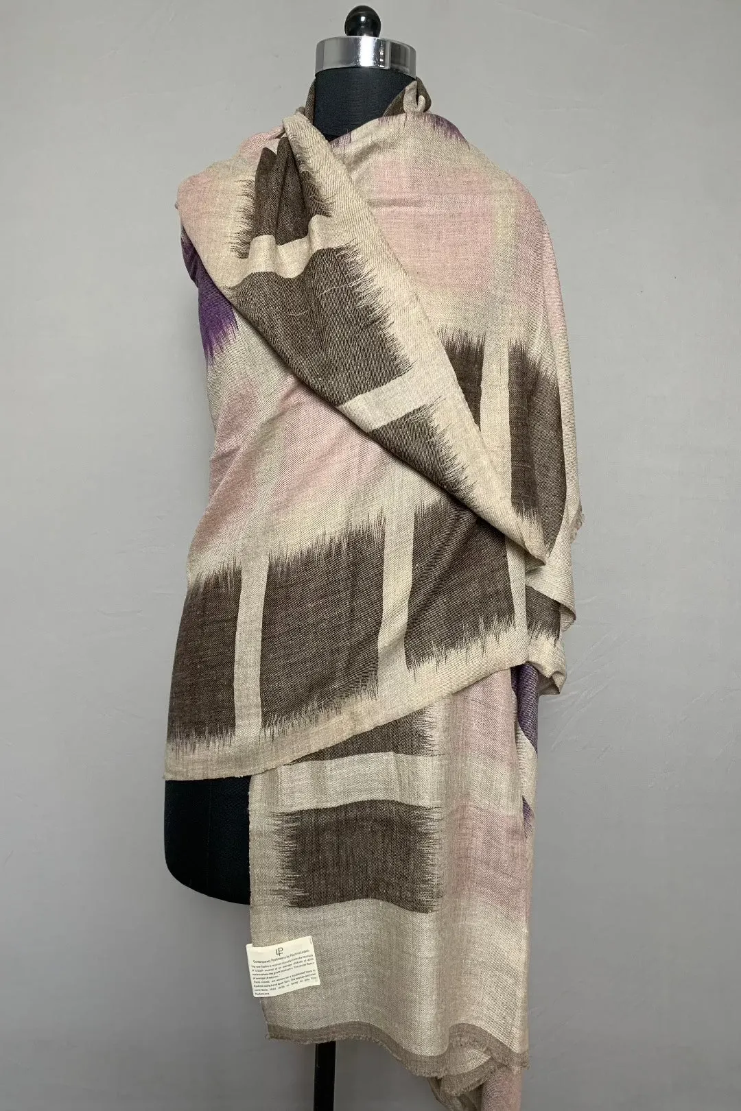 Zaviya Buffalo Plaid Ikat Cashmere Shawl