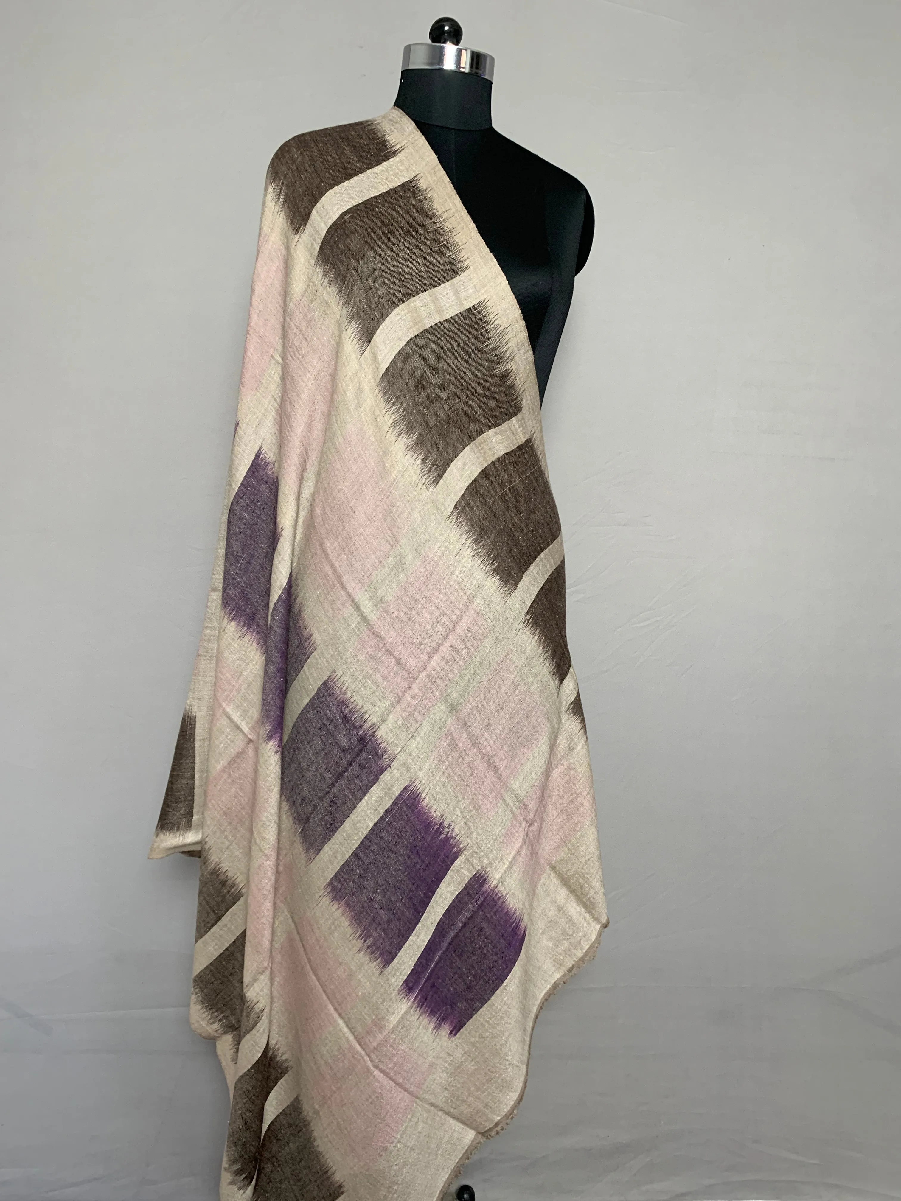 Zaviya Buffalo Plaid Ikat Cashmere Shawl